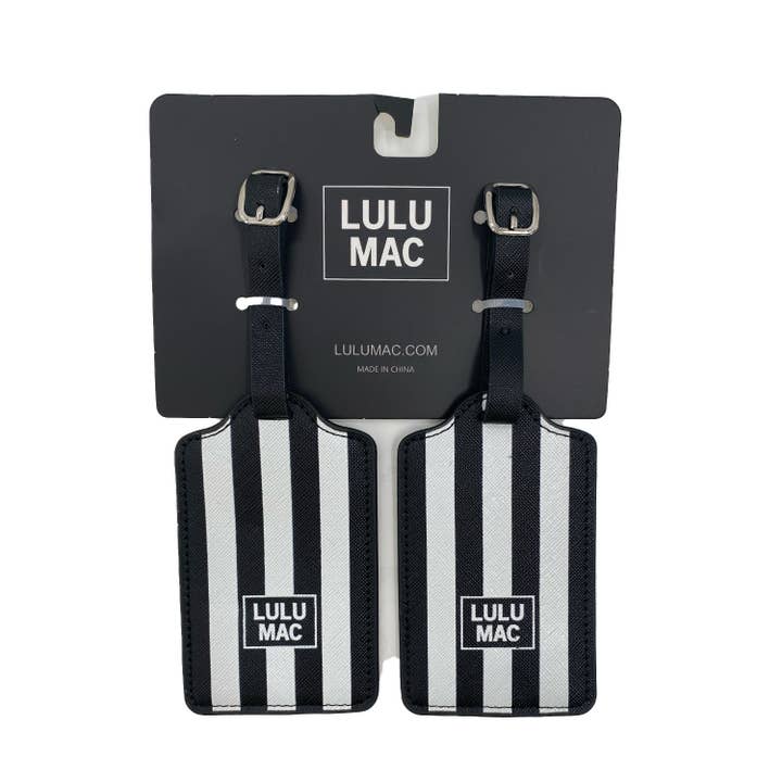 LTDS-BLACK/WHITE STRIPE LUGGAGE TAG for wholesale by Girlie Girl Originals