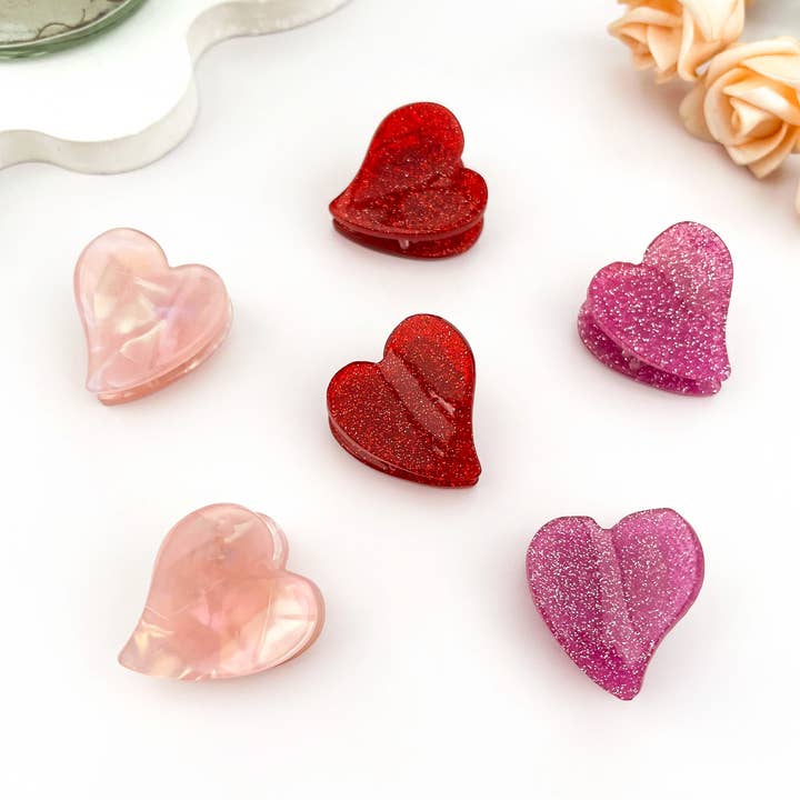 Mini Geometric Heart Valentine Hair Claw Clip for wholesale by mildstyles