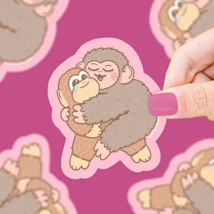 Meme-abe, Zoo, Sød, Plysdyr, Plys, Vinylklistermærke for engroshandel hos Turtle's Soup