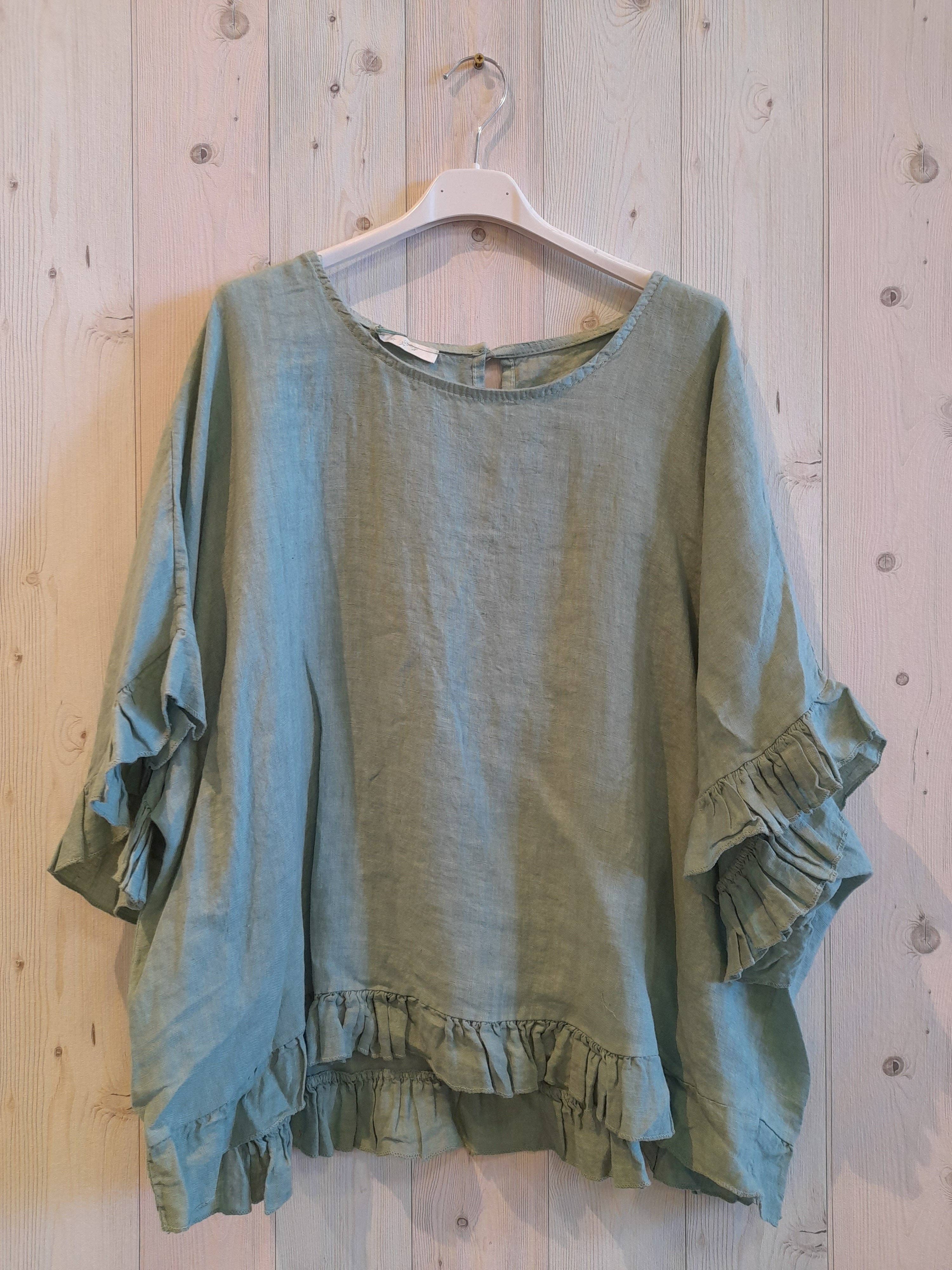Linen & More - Vente Chemisier – femme - Blouse à volants 100 % lin - réf 107409