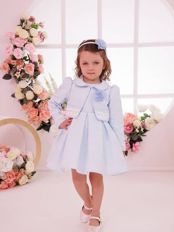 Vestido Azul de Bebé con Bolero 6-24 Meses 35397pr para venta al por mayor de Pamina Kids