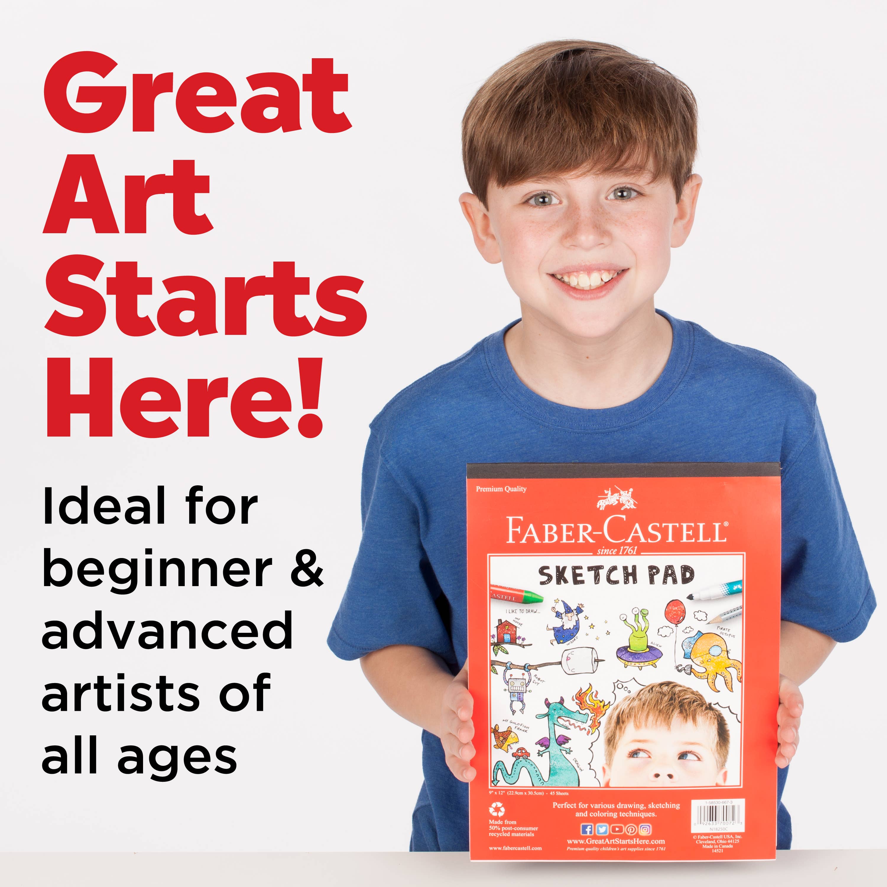 Faber-Castell / Creativity for Kids - Vente Carnets de croquis - Bloc à croquis pour dessin 9" x 12" - 90 feuilles4