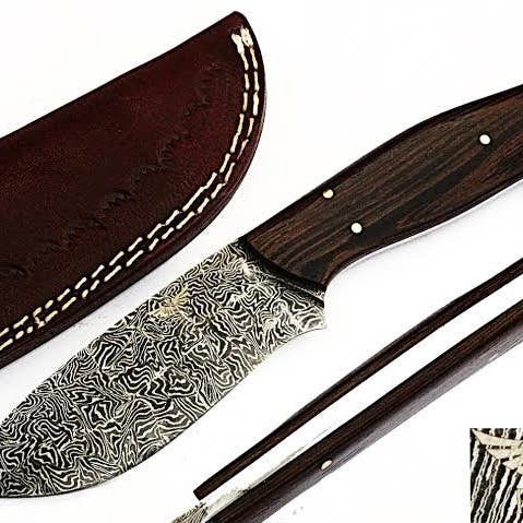 HomeTown Knives. - Wholesale Pocket Knife/Holder - Mosiac Damascus // Custom handmade Skinner Knife