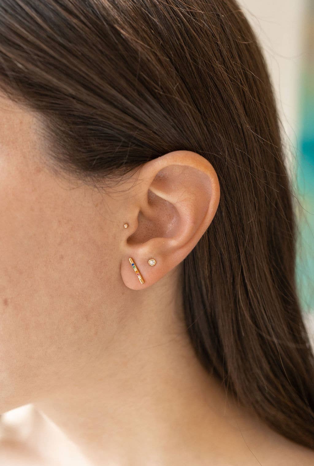 The Land of Salt - Wholesale Stud/Post Earrings - Rainbow Brite Stud Earrings in Gold3