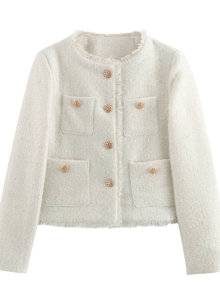 Rosa Clothing - Wholesale Jacket - Women's - Elegant Vintage Pocket Cropped Jacket