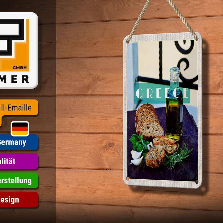 Femer - Wholesale Sign - Travel tin sign 12x18 cm Greece oil garlic bread sign2