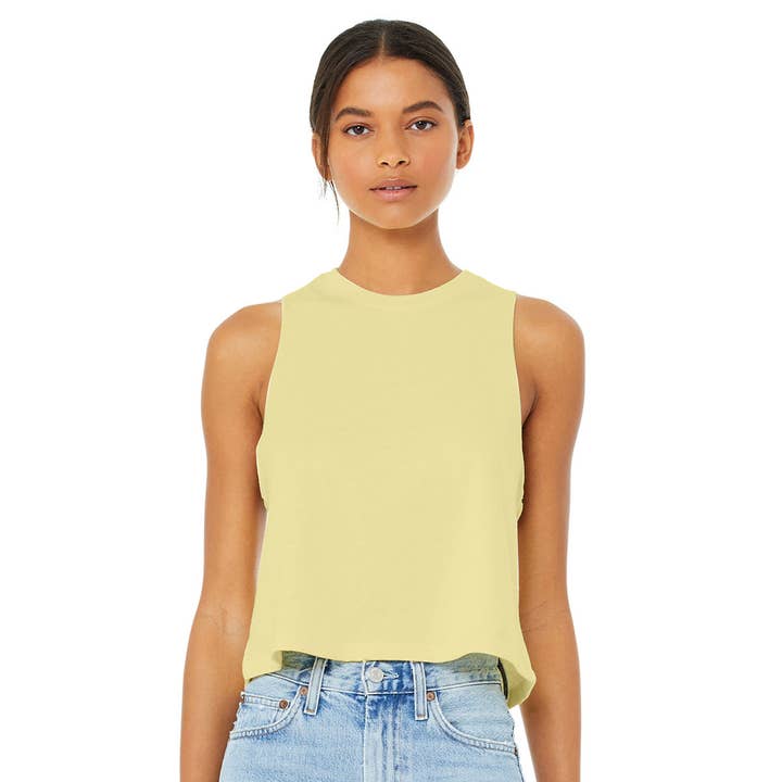 Bella + Canvas Ladies' Racerback Cropped Tank | 6682 and other Purchase Wholesale women's crop tops. Free Returns & Net 60 Terms on Faire trending on Faire.