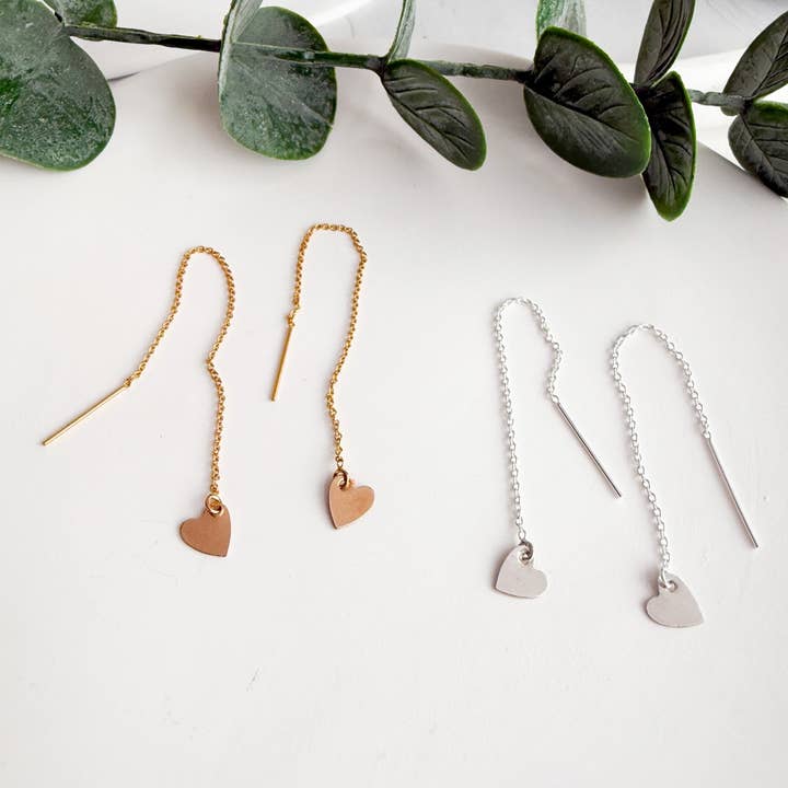 Heart Threader Earrings for wholesale by Red Giraffe Designs