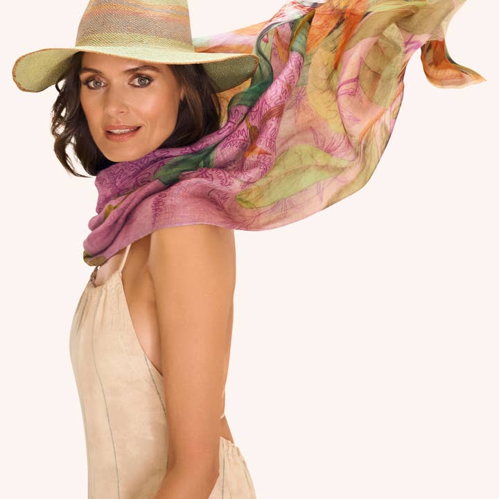 Purple Linen/Cotton Scarf - Botany Bliss - Lavender for wholesale on Faire2