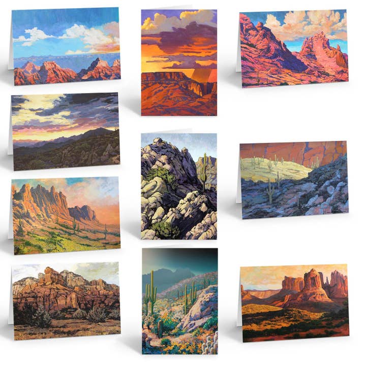 Arizona Desert Mountain Blank Note Cards - 10 Boxed Set for wholesale by Stonehouse Collection
