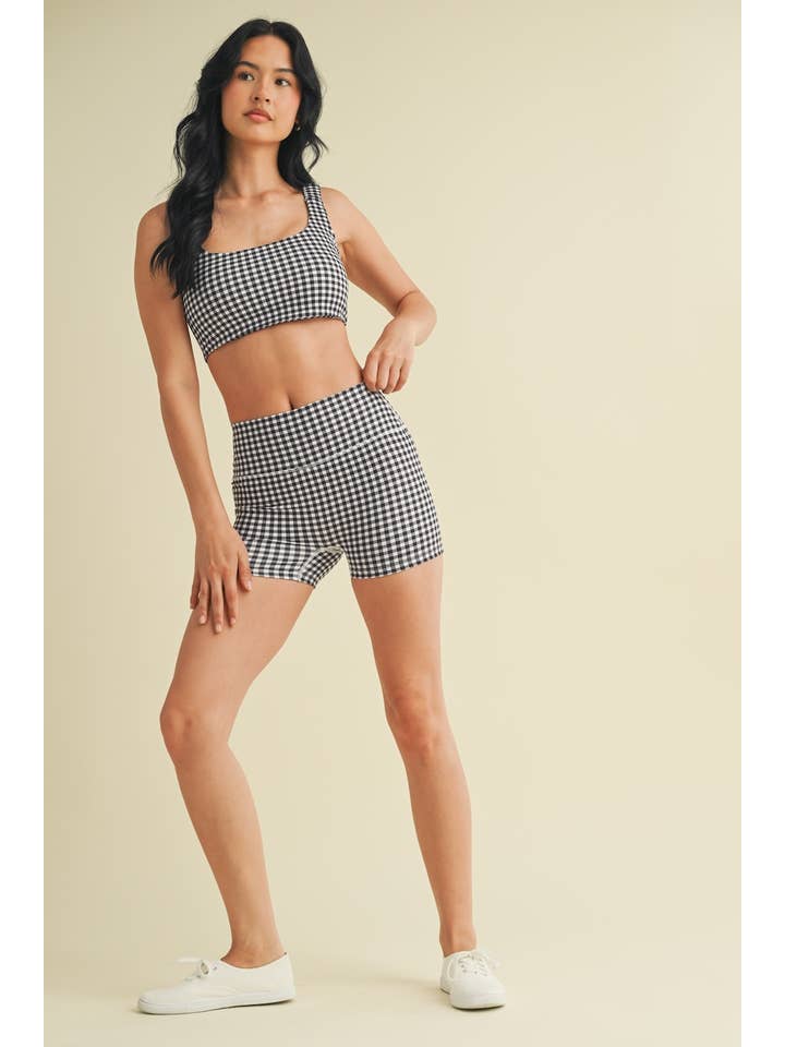 KIMBERLY C - Wholesale Athletic Shorts - Women's - Gingham Print Mid-Rise Mini Shorts23