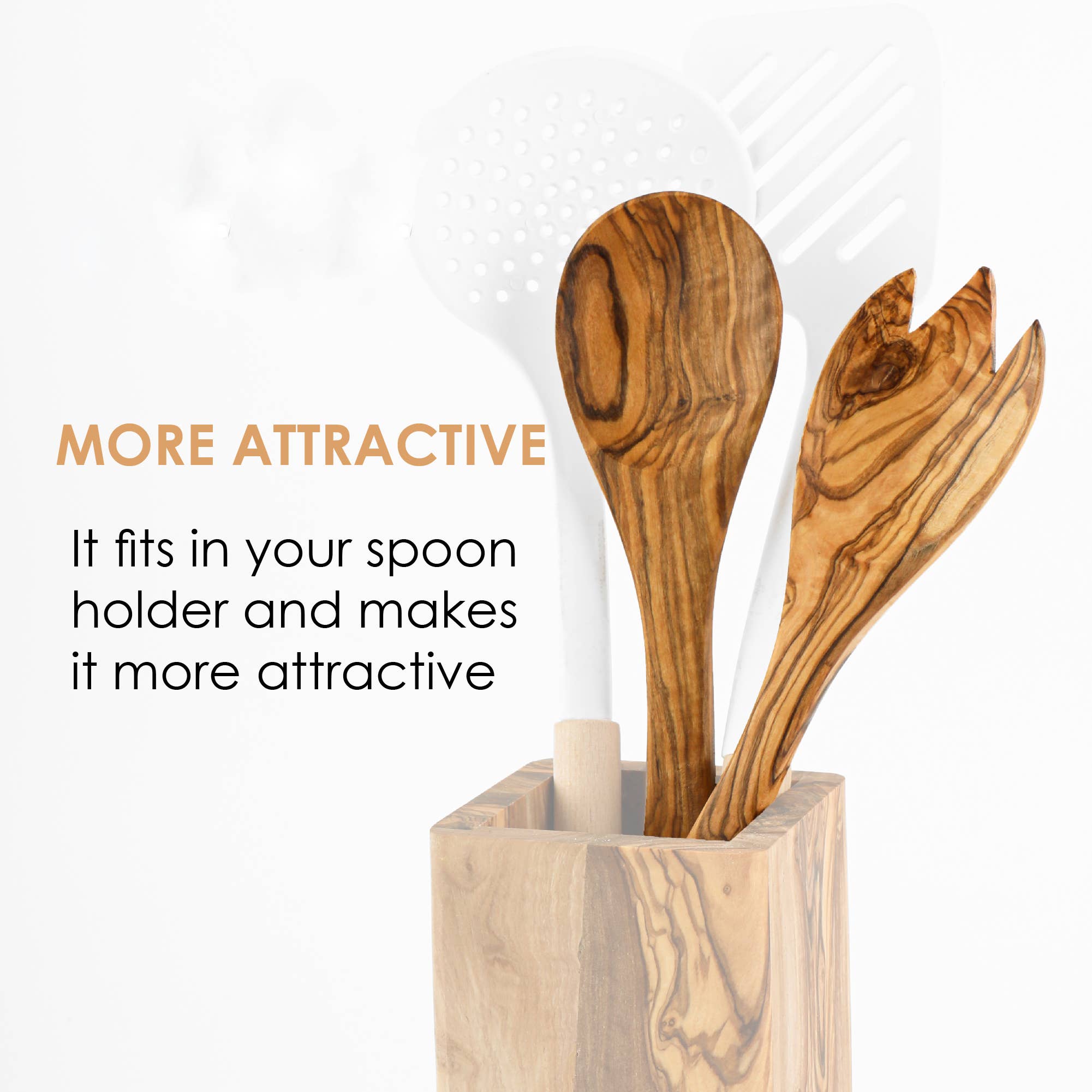Krafts GmbH Olive Wood – Engroshandel Køkkenske – Håndlavet sæt med oliventræsskeer til madlavning og salat – Naturlig4