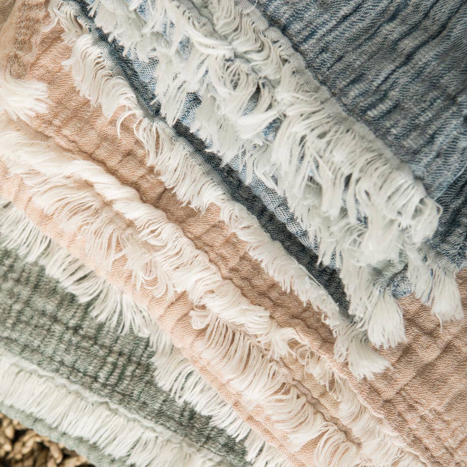 Mahe Homeware - Wholesale Throw Blanket - Cotton Gauze Plaid Taupe/Sand3