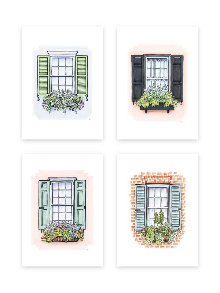 Flower Box Greeting Card Set of 8 for wholesale by Texture Design Co