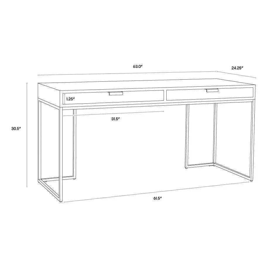 LOOMLAN – wholesale Console table – Jiro Desk - Grey Shagreen Antique Brass Legs7