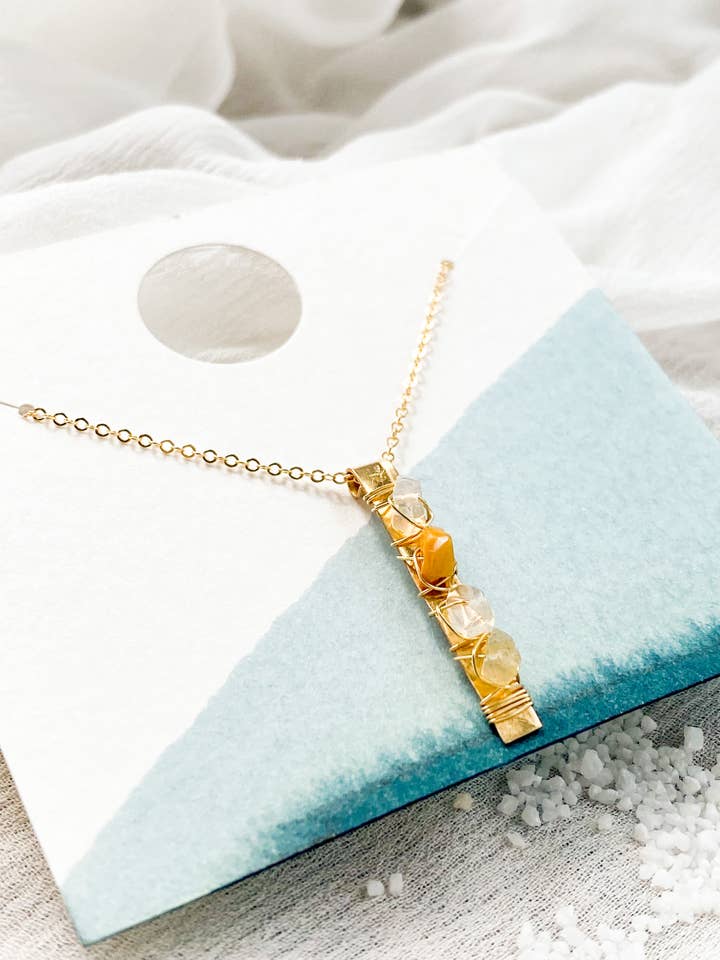 Opal Bar Necklace for wholesale by Fiercen Designs