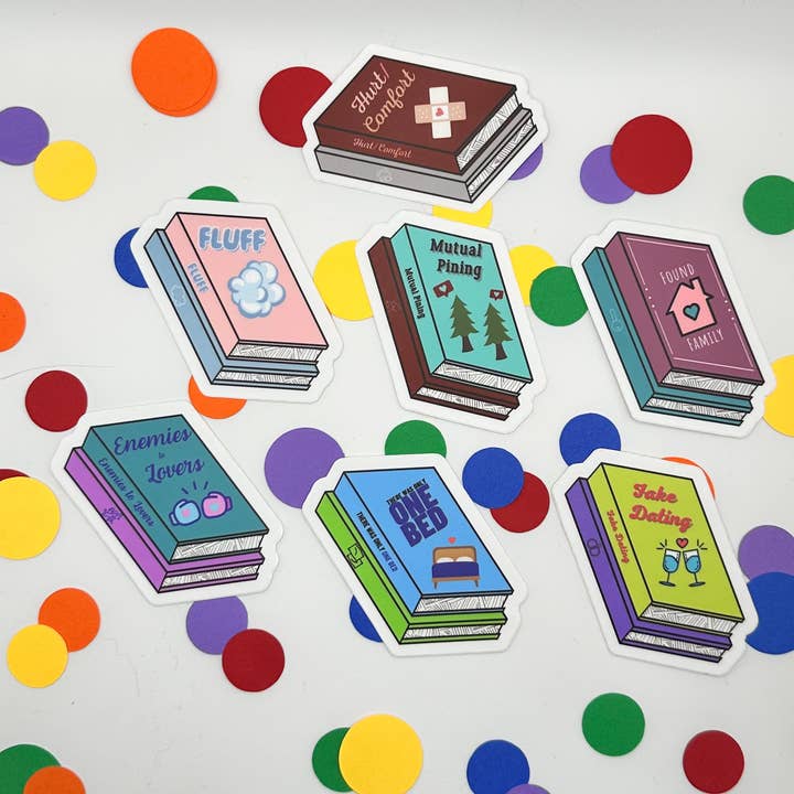 Romance Trope Books Waterproof Vinyl Matte Sticker for wholesale by The Rainbow Bookshelf