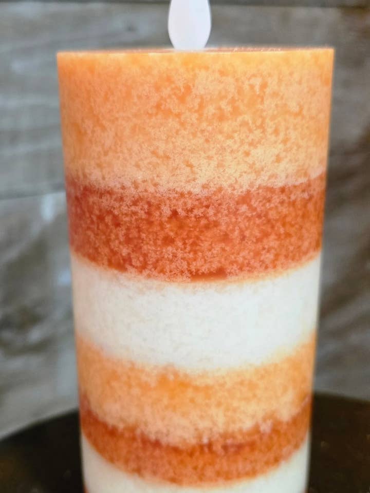 7 layer Fall Mottle Moving Flame LED Candle 3x6in for wholesale by Wholesale Home Decor