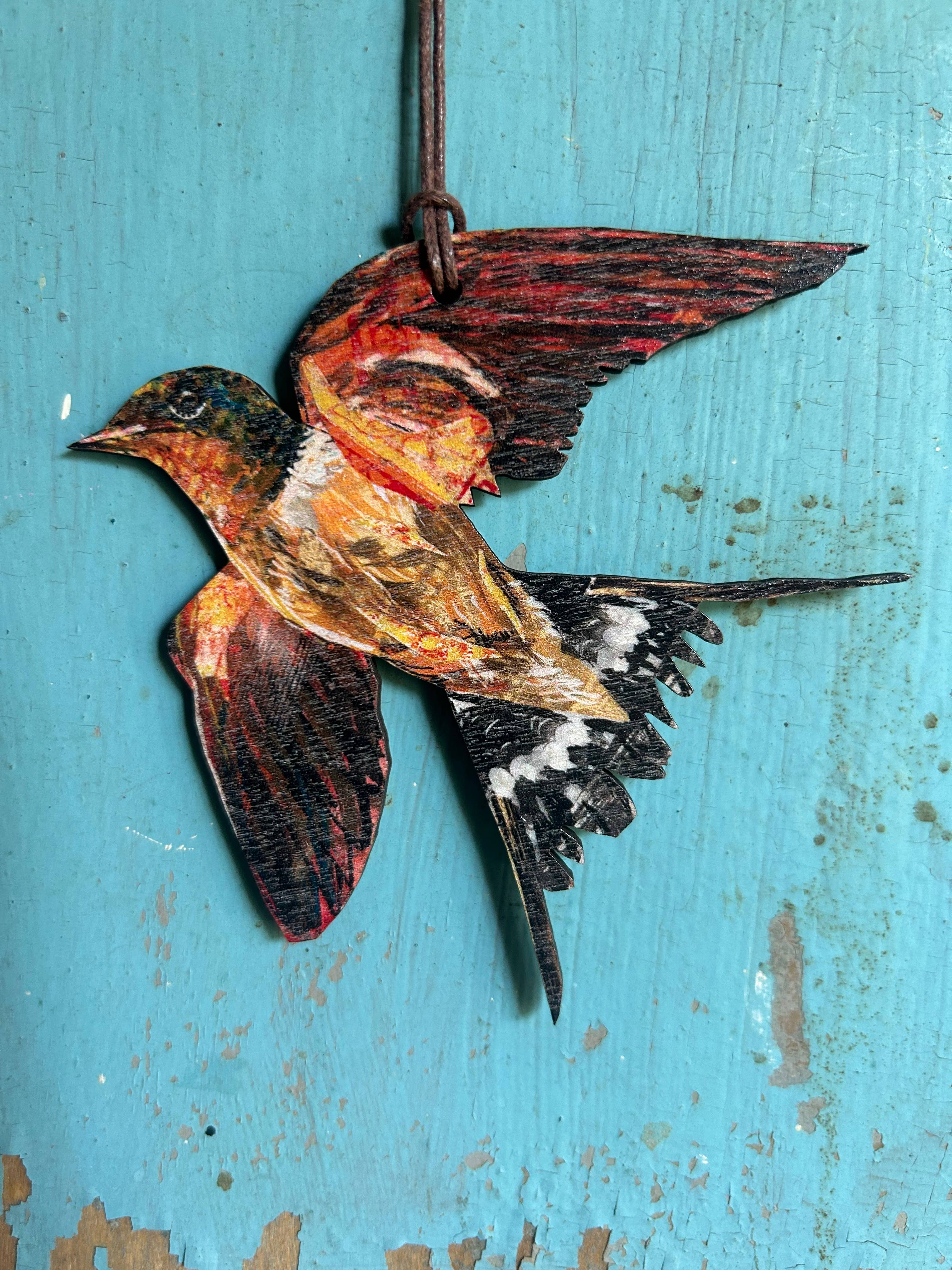 Clare O’Neill Artworks - Wholesale Christmas Decoration - Swallow birch plywood decoration1