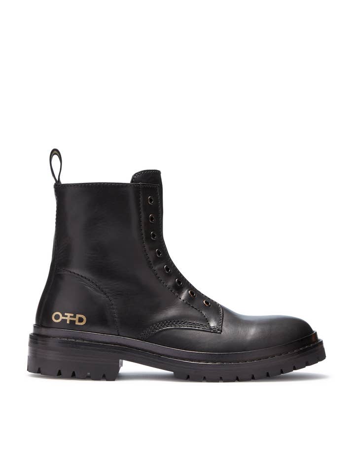 Laceless Leather Combat Boots (Black) for wholesale by ON THIS DAY