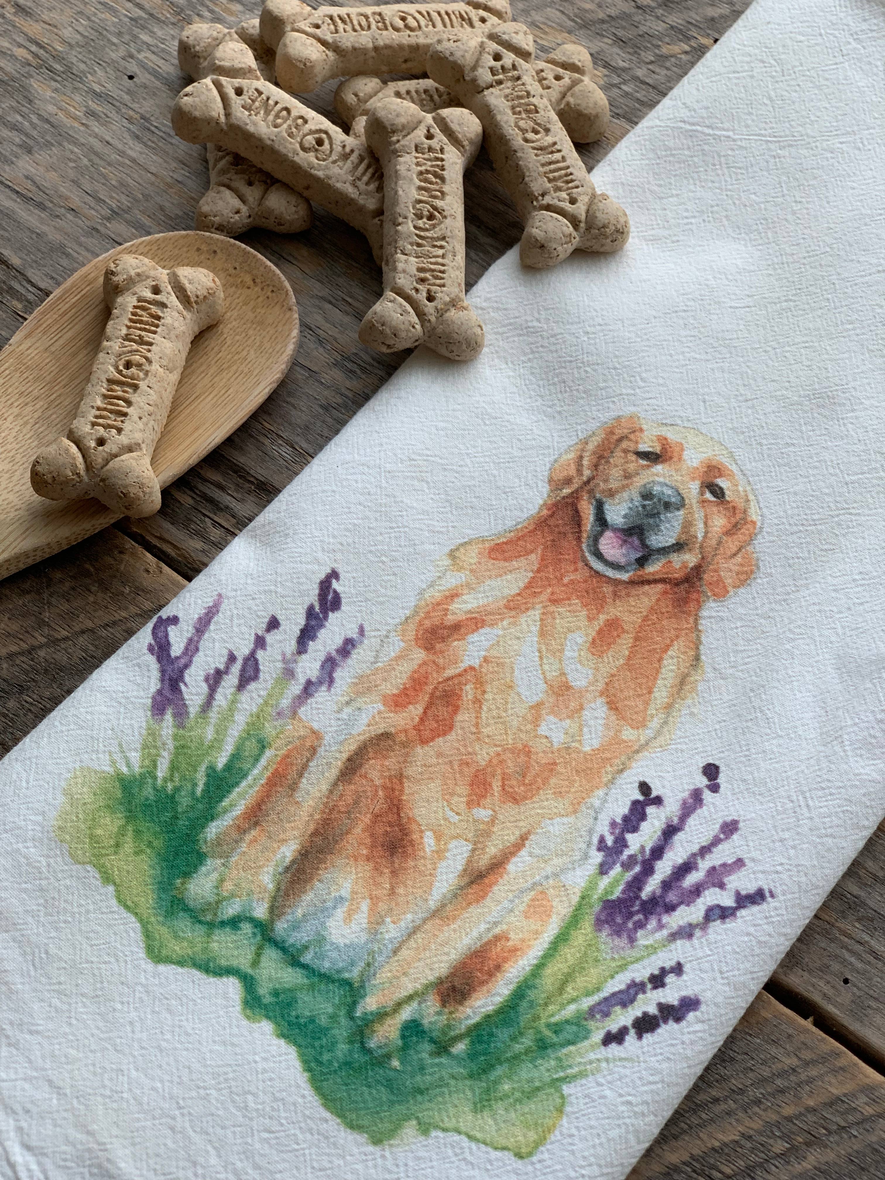 Meadowbrook Lane - Wholesale Tea Towel - Watercolor Golden Retriever Dog Flour Sack Tea Towel4