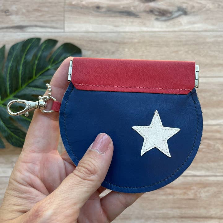 Leather Star Coin Purse, Round Coin Purse, Snap Purse for wholesale by Mally Designs