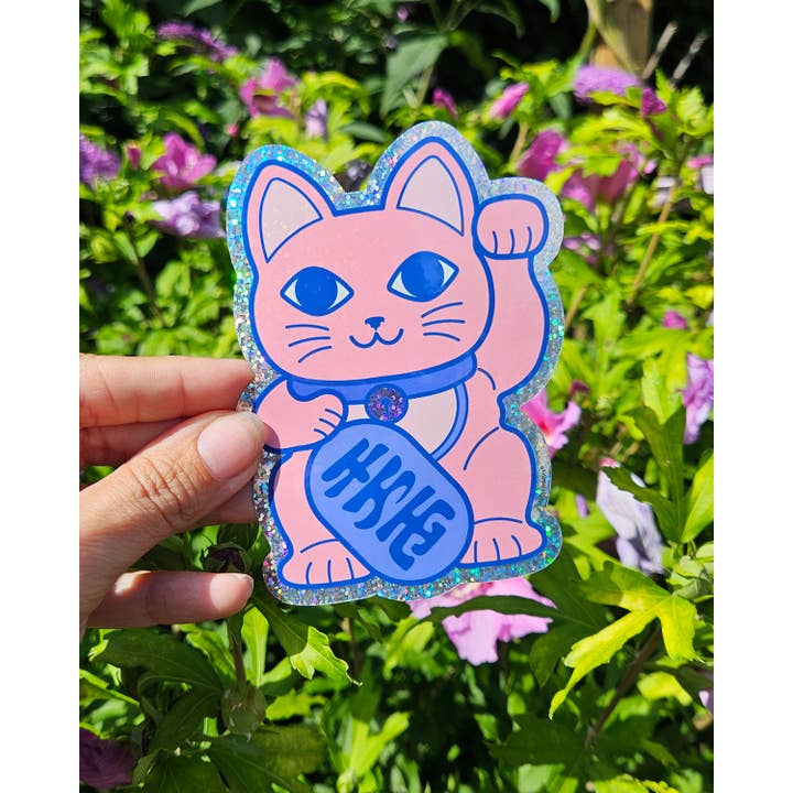 Studio Inktvis - Wholesale Sticker - Glitter sticker Maneki Neko Lucky Cat