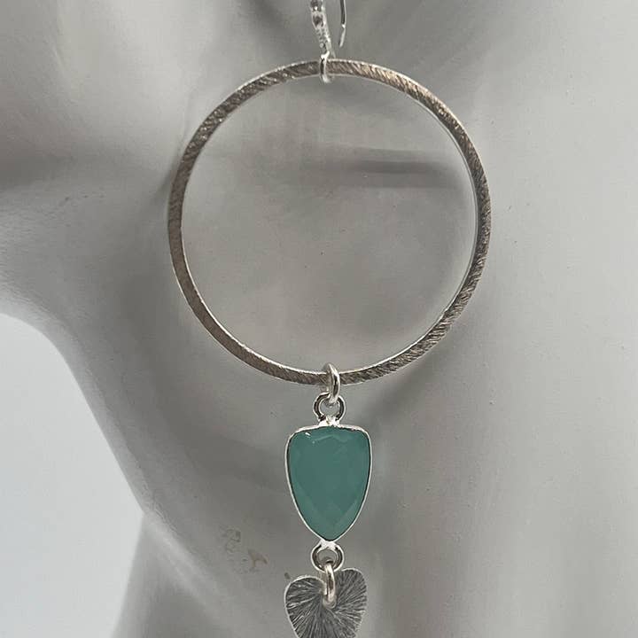 Pendiente de Piedra Preciosa/ Aro de Plata con Trillón Aqua para venta al por mayor de Ritzy Roxx