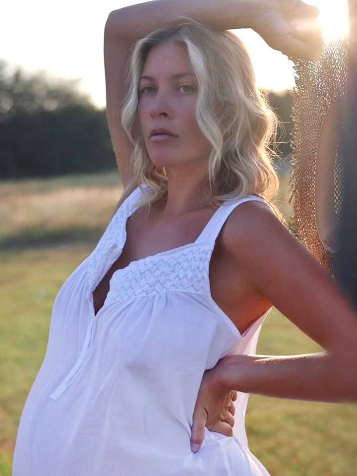 Camisola de algodão branco Vicki por atacado de Jacaranda Living