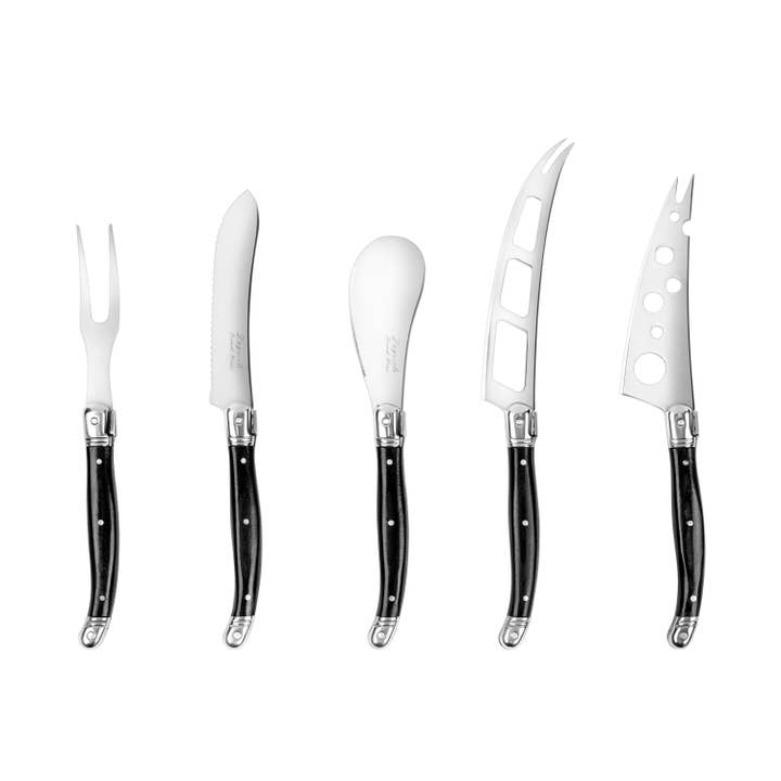 Laguiole 5-Piece Artisan Black Pakkawood Cheese Knife Set for wholesale by French Home