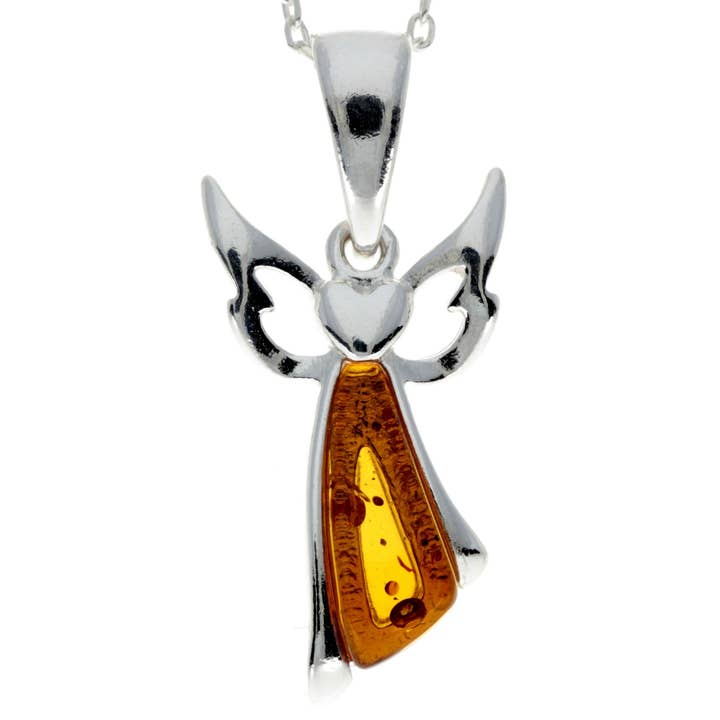 Pendentif ange en argent sterling 925 et ambre de la Baltique - GL2008C pour la vente par SilverAmber Jewellery