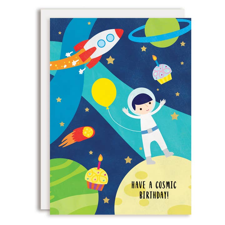 Cosmic Birthday - Boy Greeting Card for wholesale by Rosy Designs