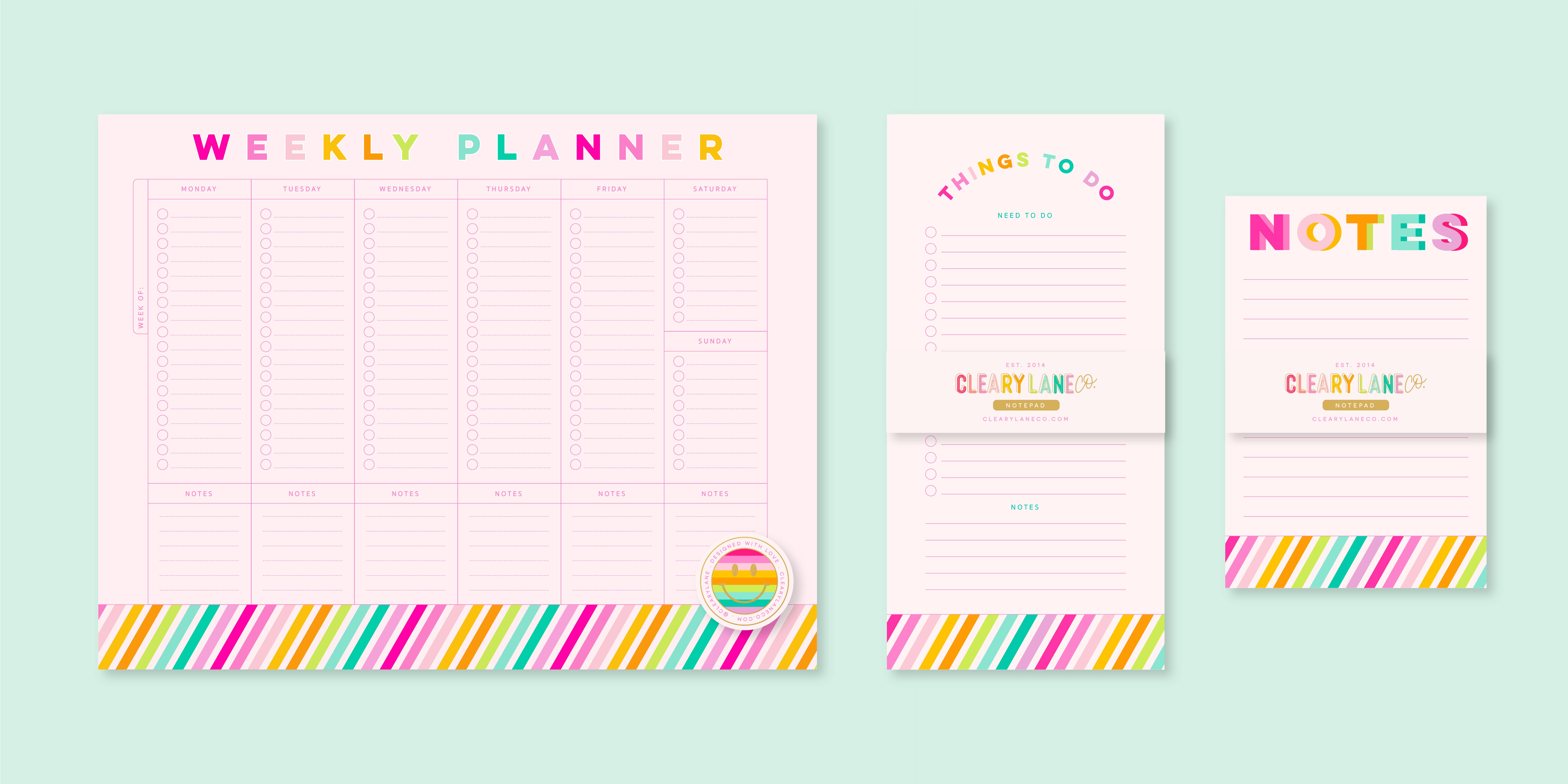 Cleary Lane – Bloco de notas por atacado – Bloco de Notas | 4.25"x8.5" | Rainbow Stripes2