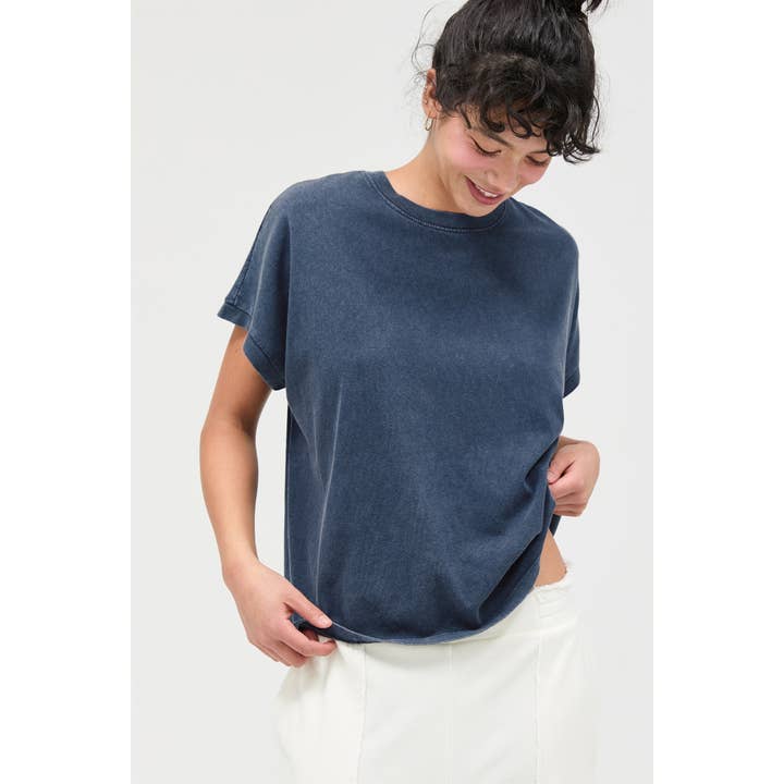 Maglietta a maniche corte con lavaggio minerale per la vendita all'ingrosso da parte di Double Zero