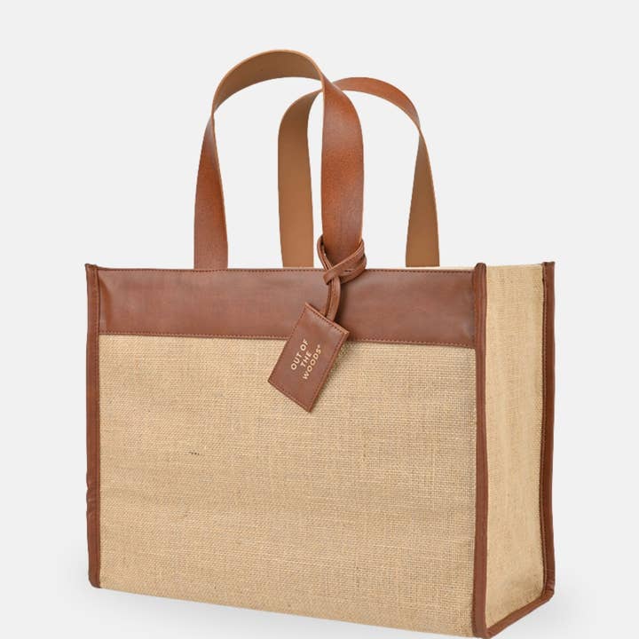 Jute Trim Box Tote, Eco-Friendly Large Carryall Bag for wholesale by Out of the Woods® by KeepCool Bags
