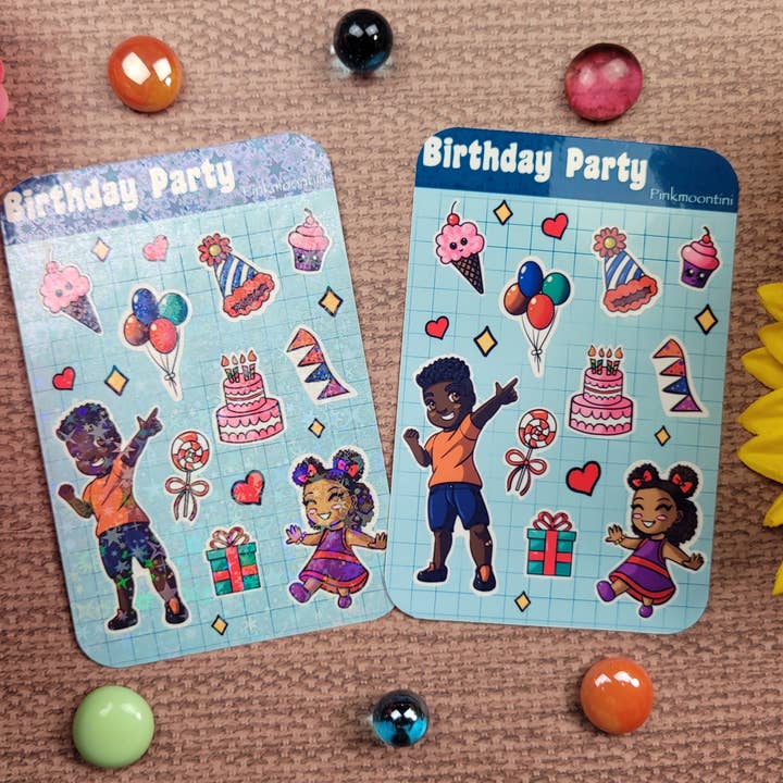 Birthday Party Sticker Sheet for wholesale by Pinkmoontini