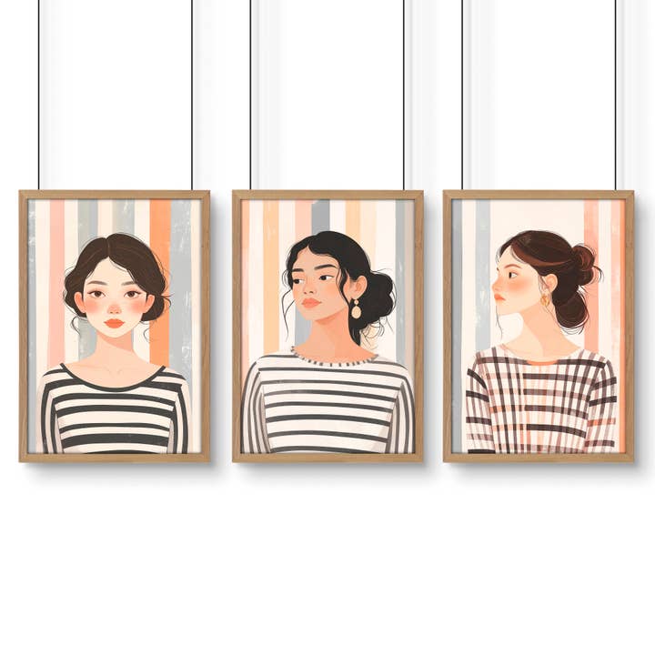 Framed Pictures For The Living Room | Set of 3 Boho Women Wall art Prints for wholesale by About Wall Art