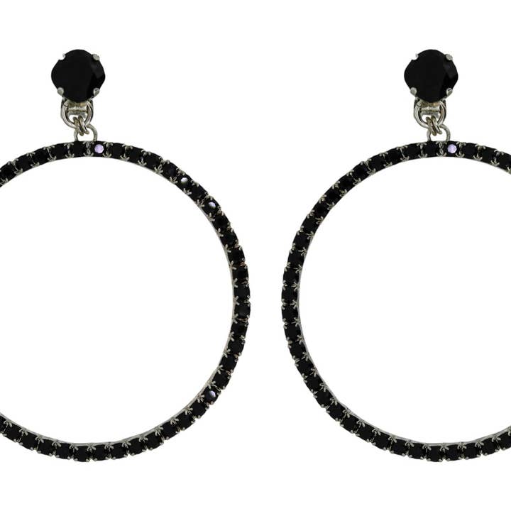 Orecchini a cerchio jumbo neri in platino (clip) per la vendita all'ingrosso da parte di VICKISARGE