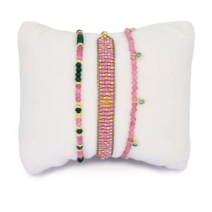 Budelli Gold, Pink Tourmaline, and Malachite Beaded Bracelet Stack and other Purchase wholesale bartelli. Free returns & net 60 terms on Faire trending on Faire.