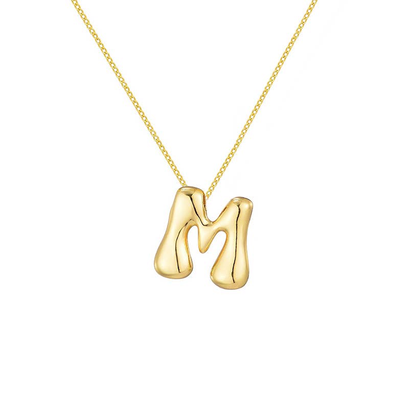 AMORINO SRL - Wholesale Pendant/Charm Necklace - LARGE BUBBLE INITIAL NECKLACE - JN24512B89GOLD11
