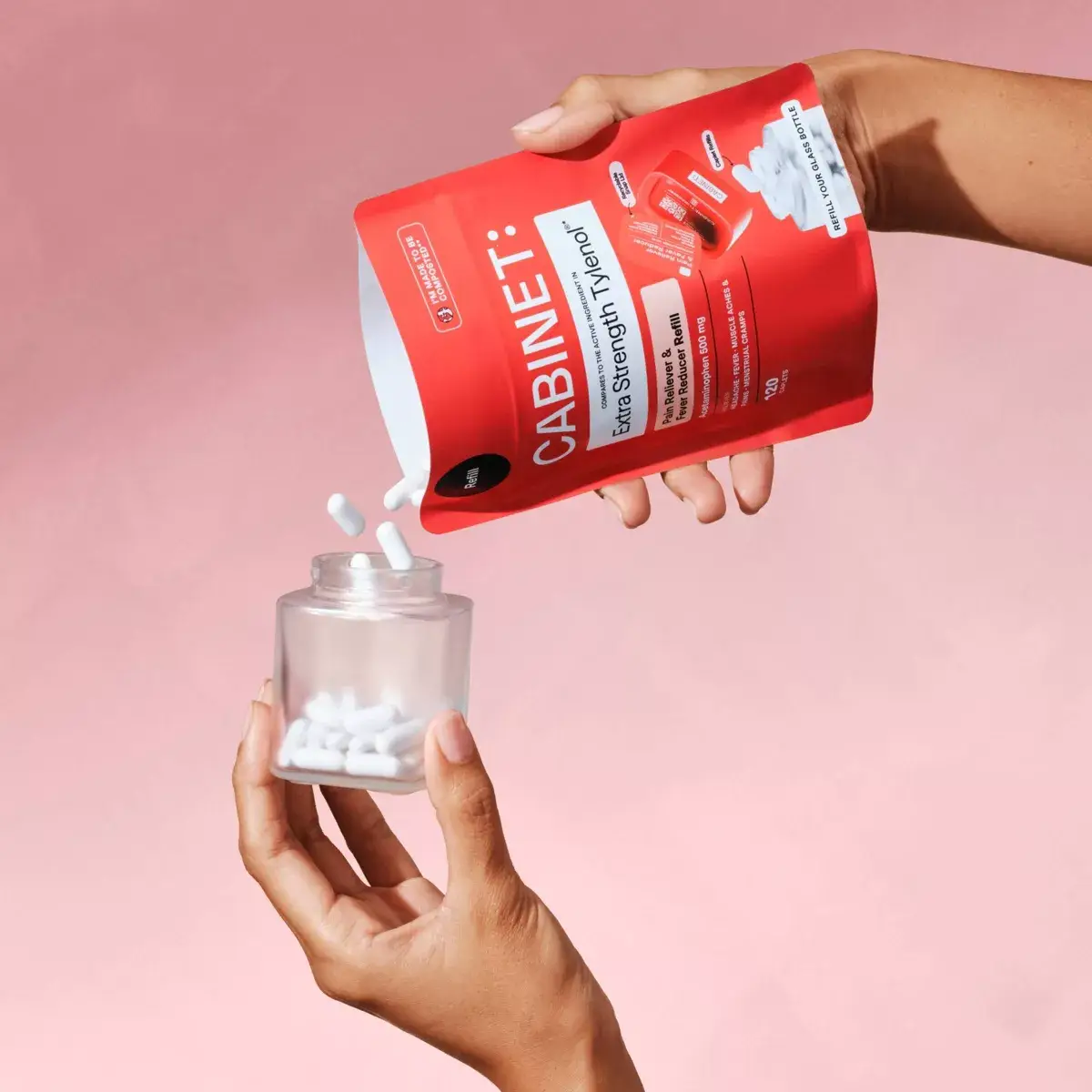 Cabinet Health - Wholesale Oral Supplement/Vitamin - Pain Reliever & Fever Reducer Compostable Refill Pouch 120ct2