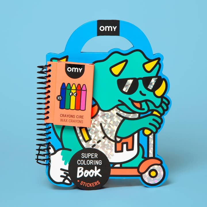 DINO SUPER COLORING & STICKER BOOK for wholesale by OMY