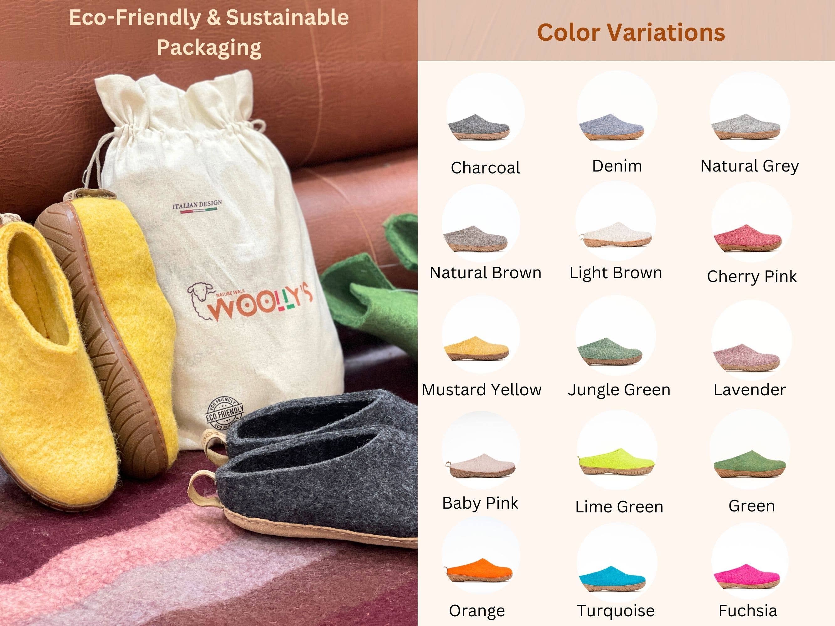 Woollyes Inc - Wholesale Slippers - Unisex - Outdoor Open Heel Slippers With Rubber Sole - Natural Grey9