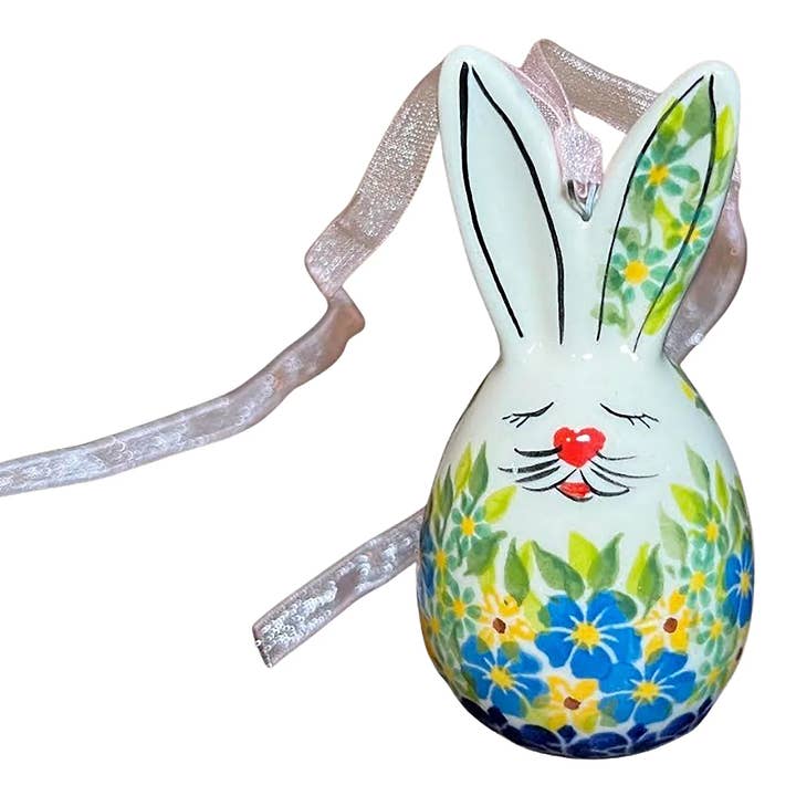 Ornement de Pâques en céramique polonaise Lapin Marguerite pour la vente par Lidia's Polish Pottery, Inc.