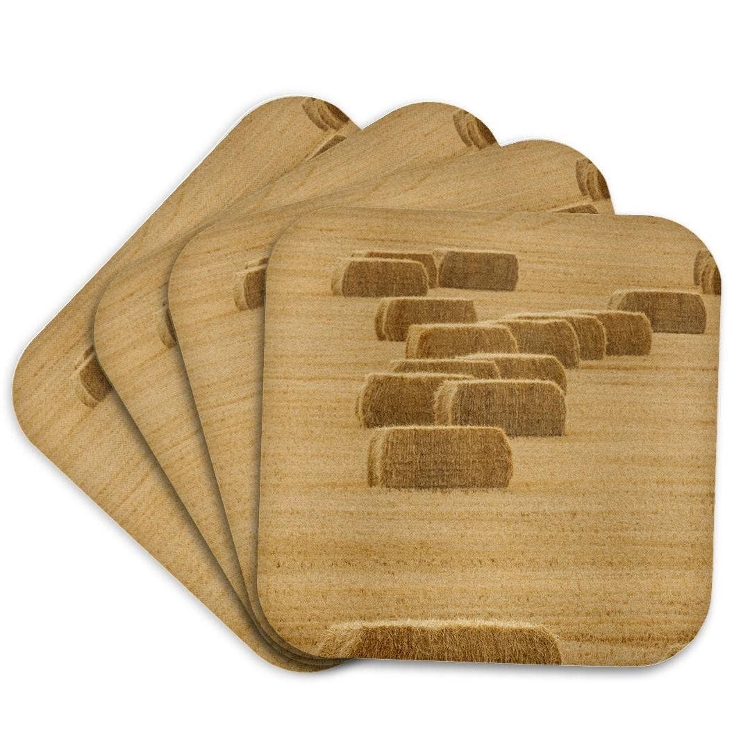 3dRose - Wholesale Coasters - 3dRose, Usa, Montana, near Drummond. Bales of hay in a field., Coaster7