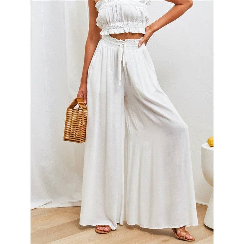 ShieldChic - Vente Pantalon – femme - Pantalon large à taille élastique0