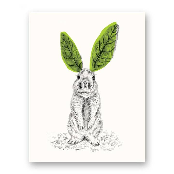 Green Bunny Art Print for wholesale by Wooden Pencil Company
