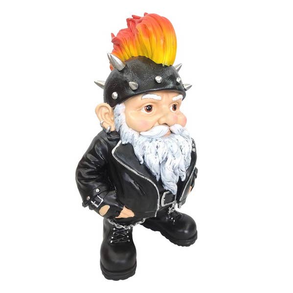 40cm Biker Gnome With Flame Mohawk for wholesale by Cubby House by Malmar