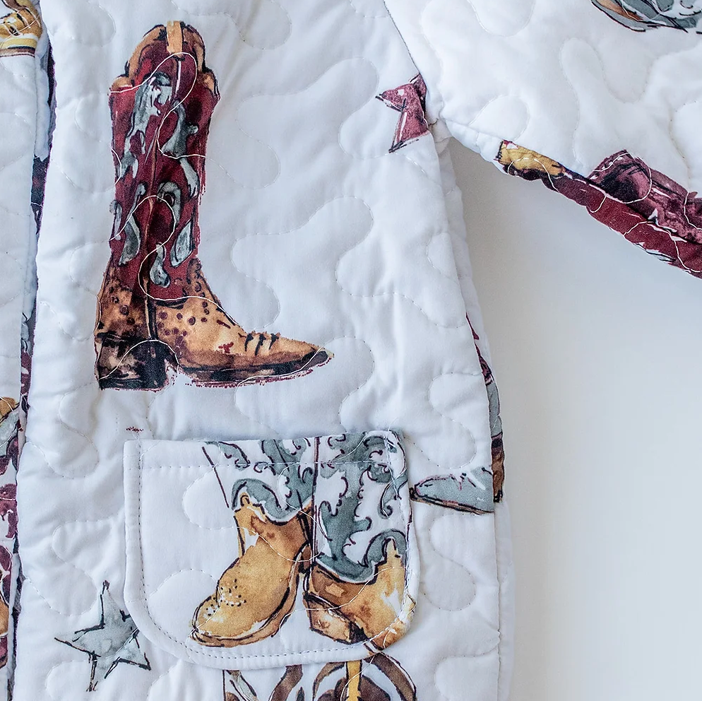 Ida Mae Home - Wholesale Jacket - Kids - Gig Em Maroon & White Youth Quilted Snap Jacket3