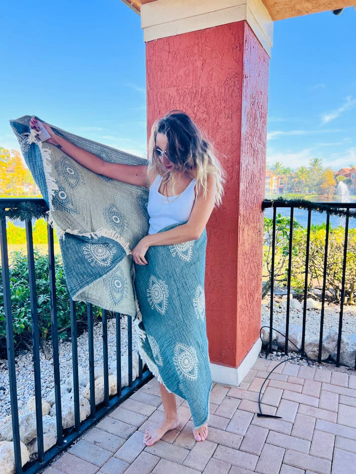 Øjevis sandresistent tyrkisk strandhåndklæde, plaid, sjal for engroshandel hos TurkanHome